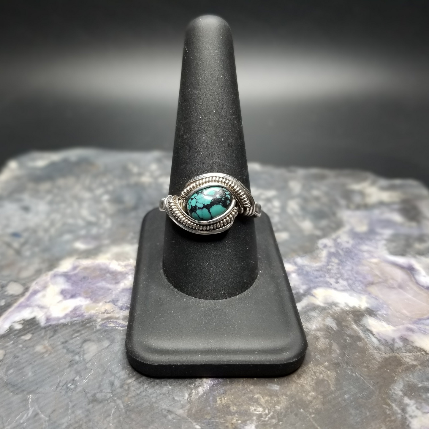 Turquoise Silver Ring Size 10.5