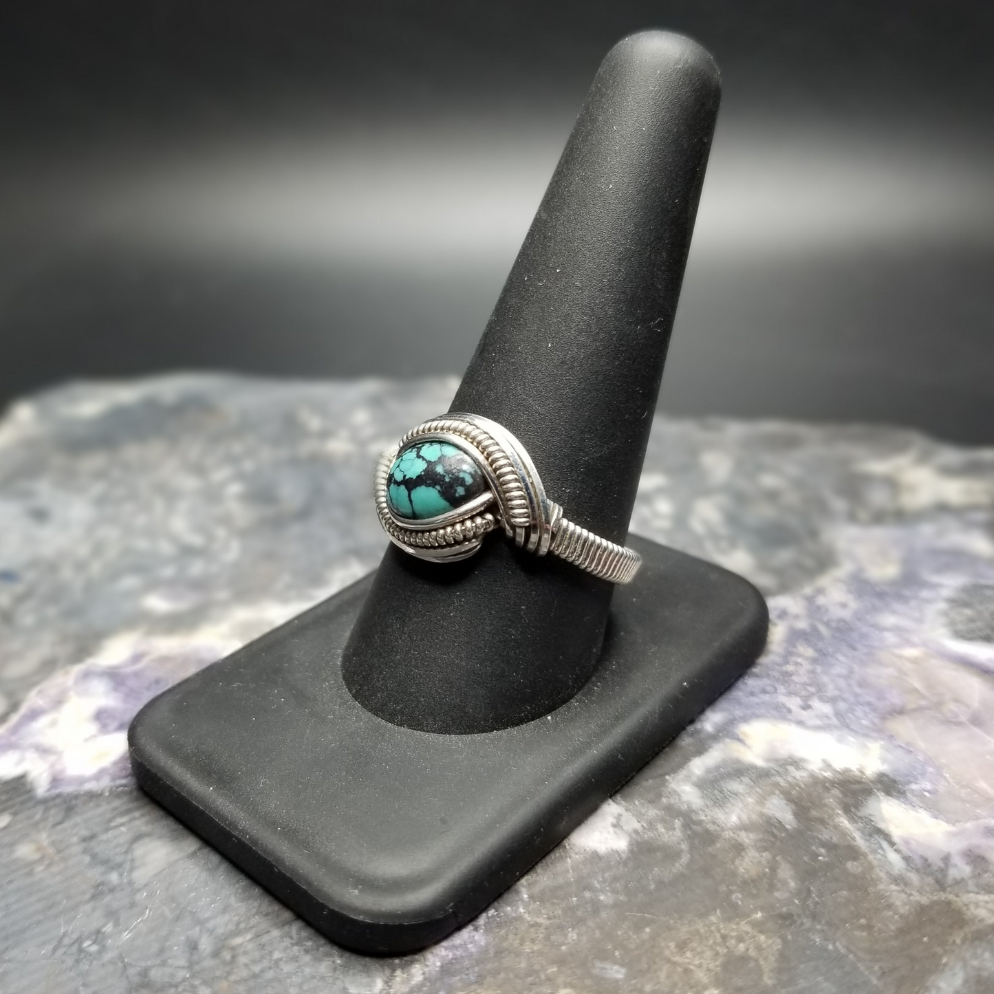 Turquoise Silver Ring Size 10.5
