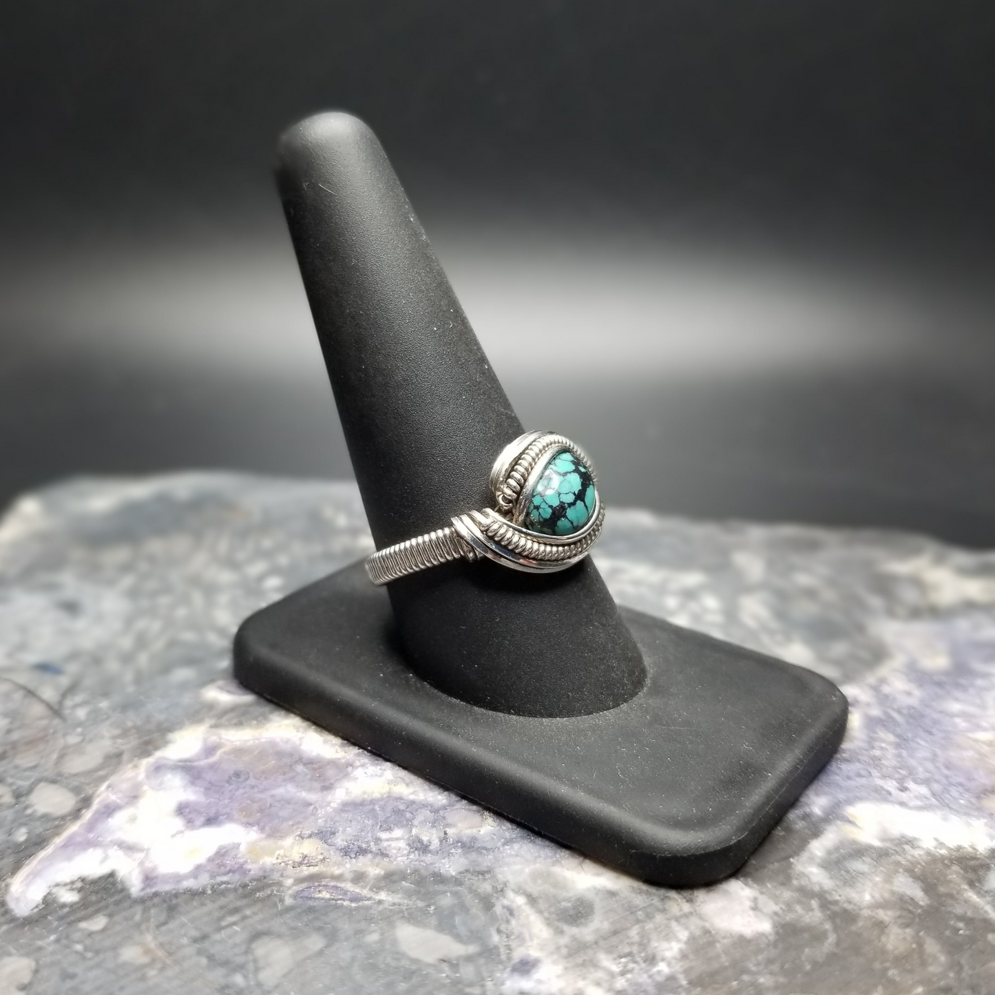 Turquoise Silver Ring Size 10.5
