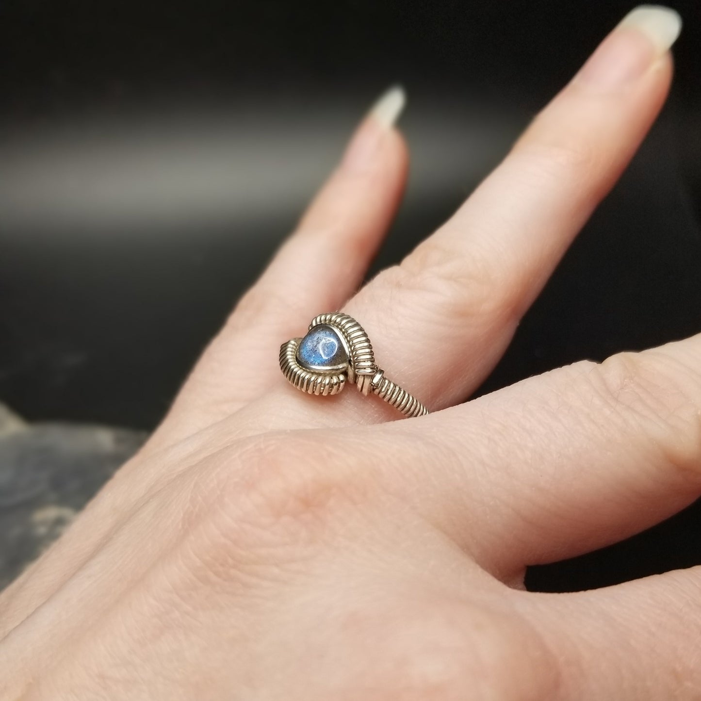Labradorite Silver Ring Size 6.5
